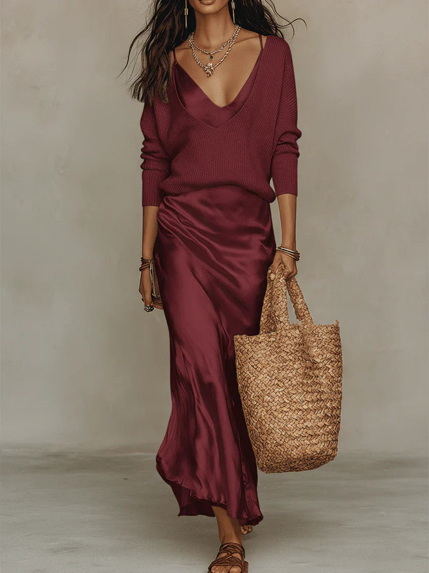 Vestido midi satén Elena