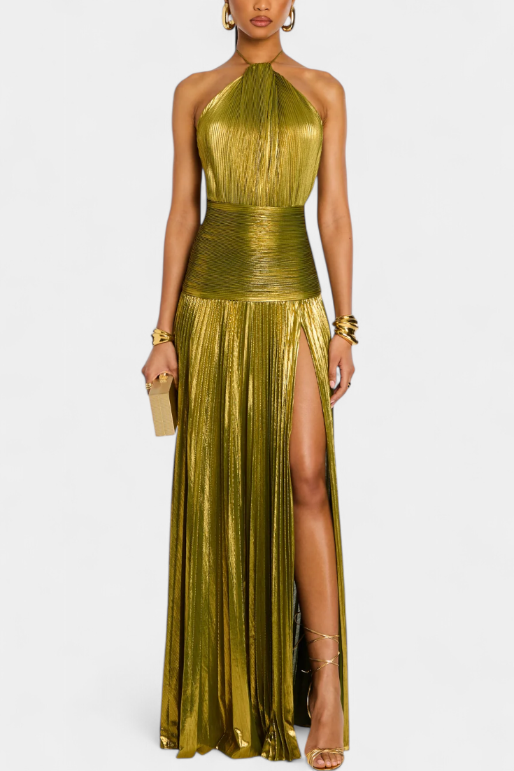 Vestido halter metalizado Emma
