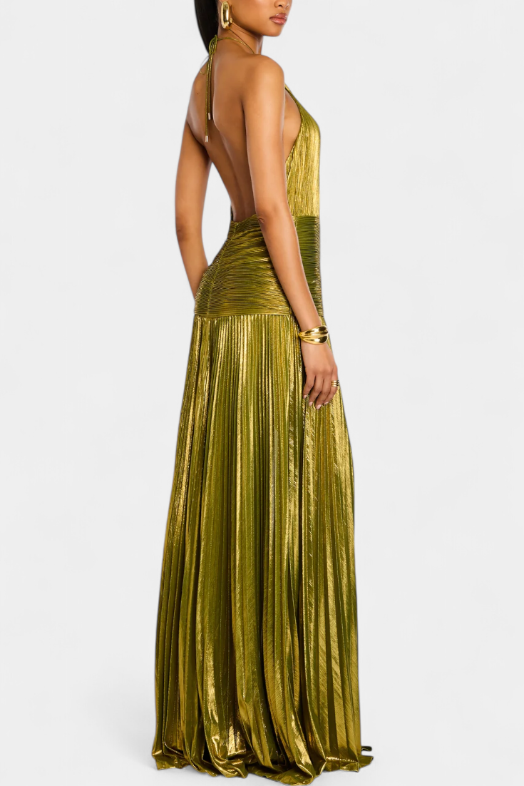 Vestido halter metalizado Emma
