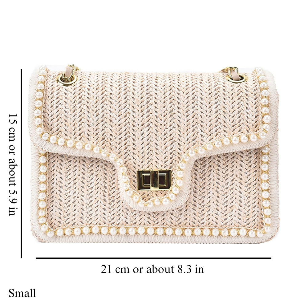Bolso de mano bohemio con perlas
