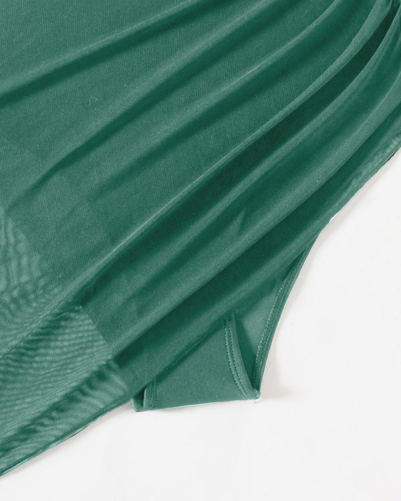 Traje de baño sexy sin espalda con escote en V profundo y malla, con cordón ajustable.