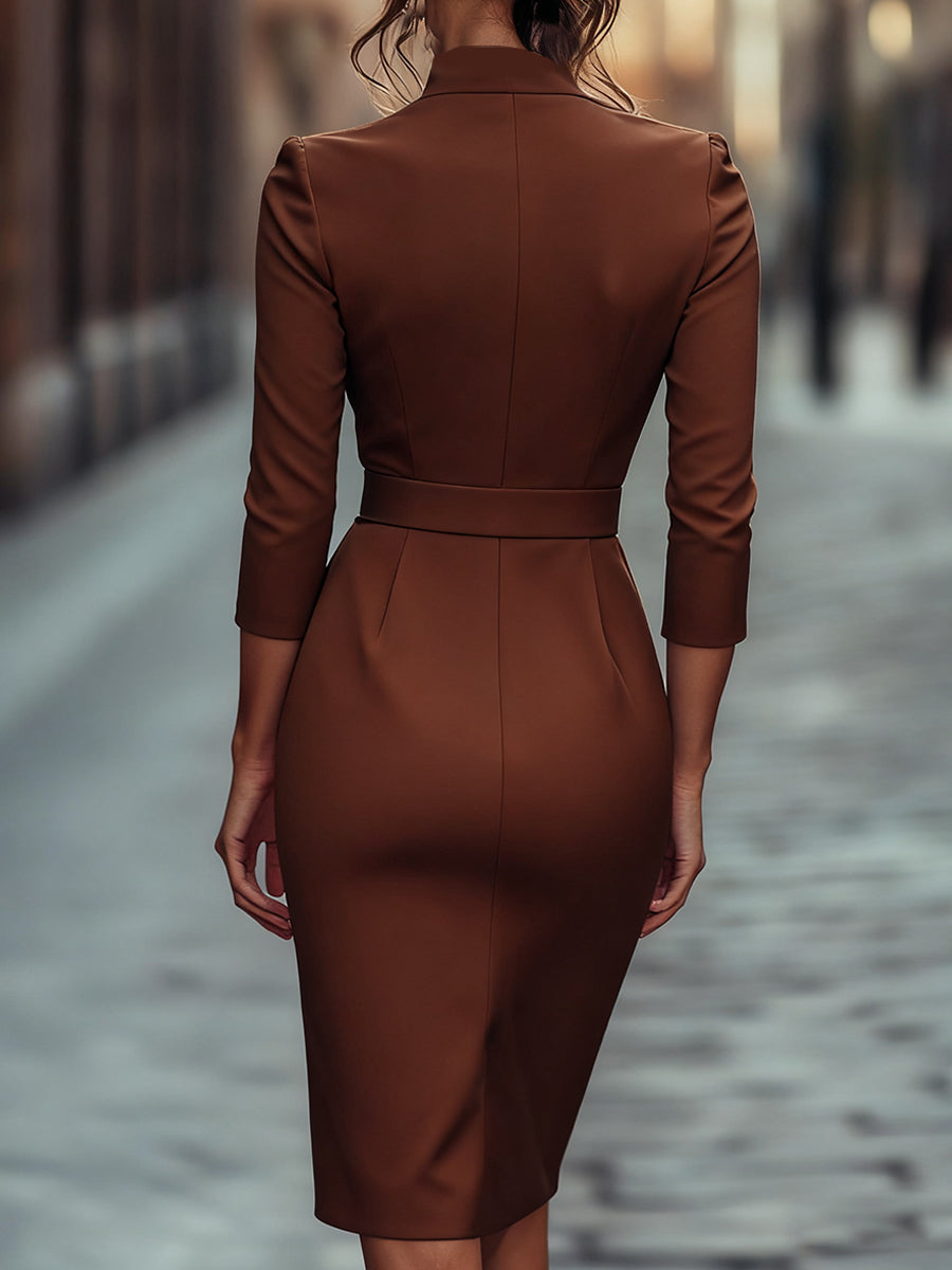 Vestido ajustado cuello mandarín
