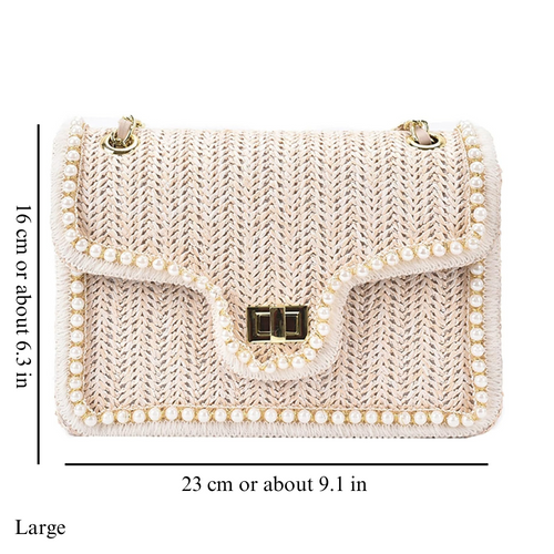 Bolso de mano bohemio con perlas