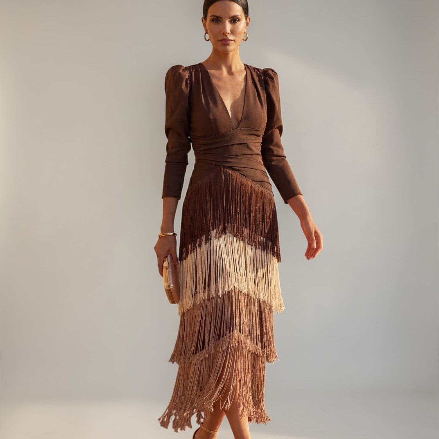 Vestido flecos bohemio
