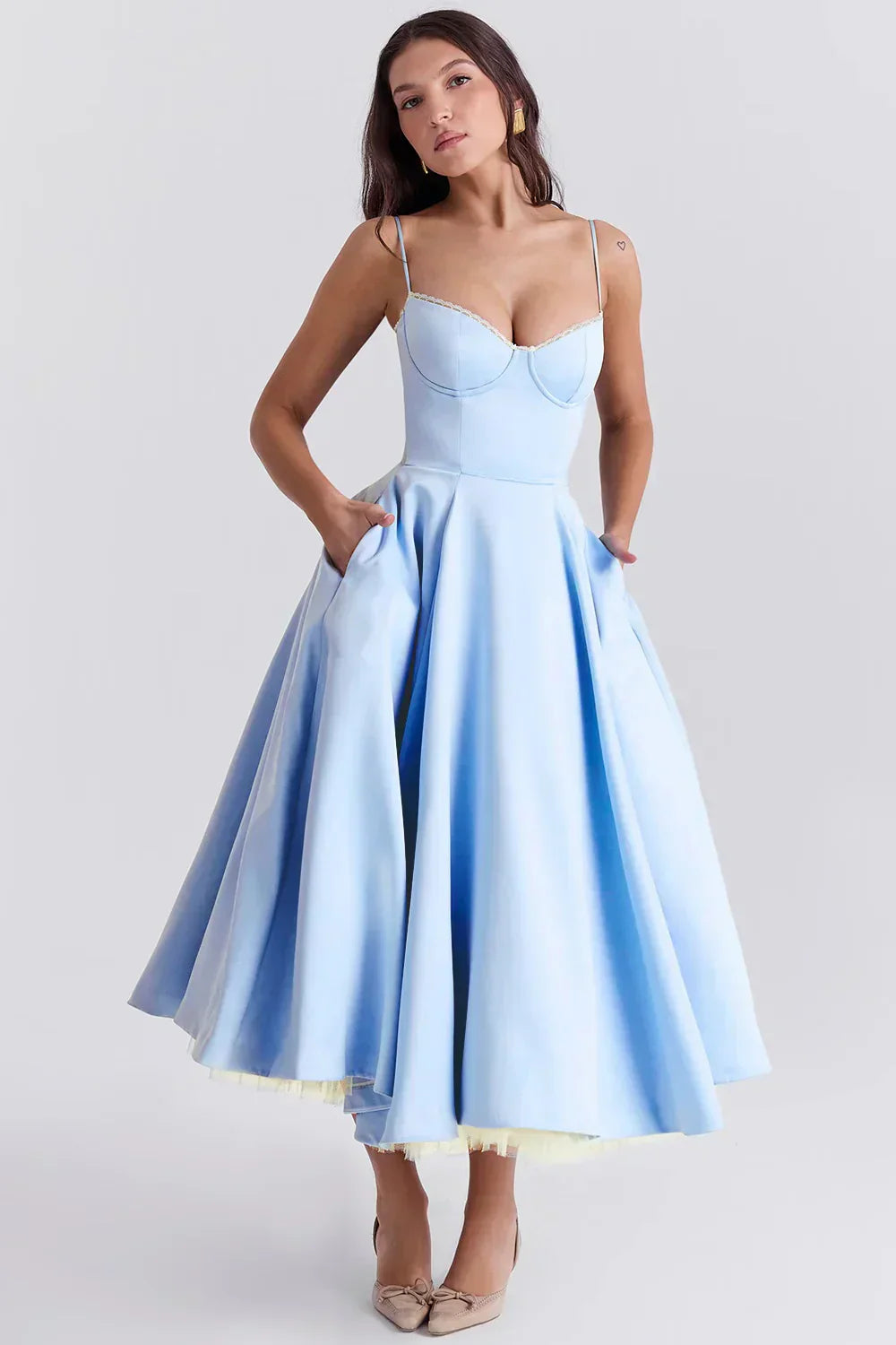 Vestido midi satinado Arielle