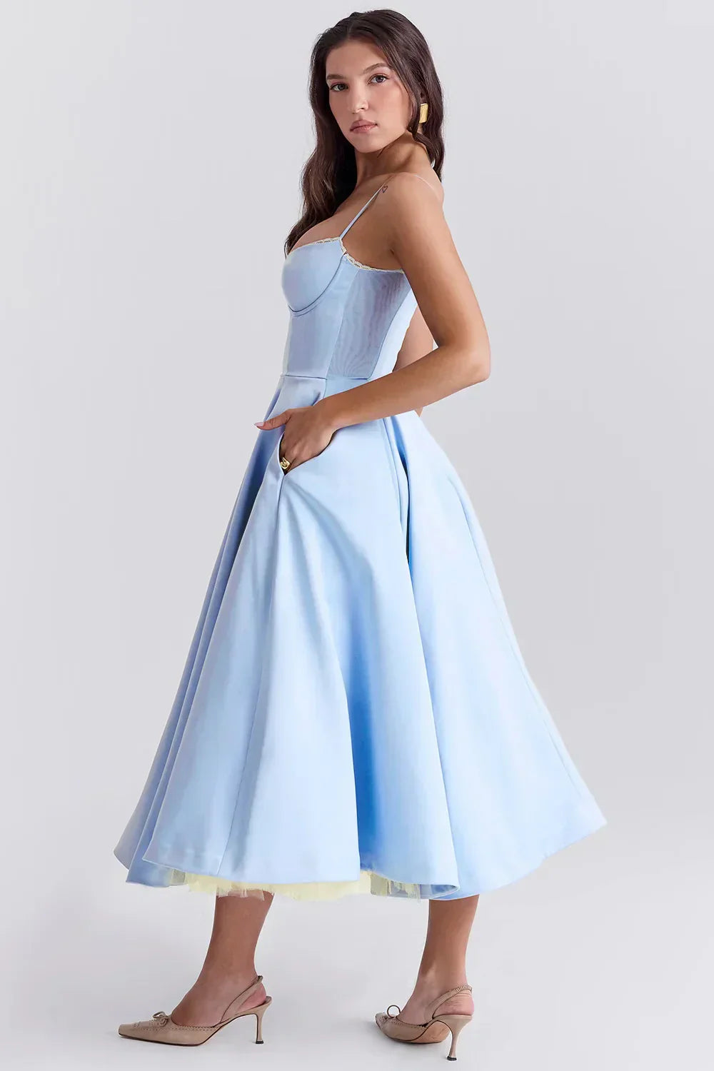 Vestido midi satinado Arielle
