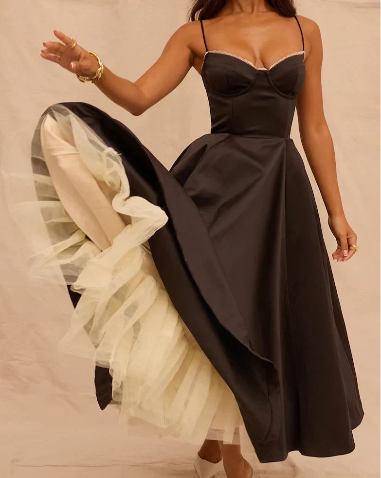 Vestido midi satinado Arielle