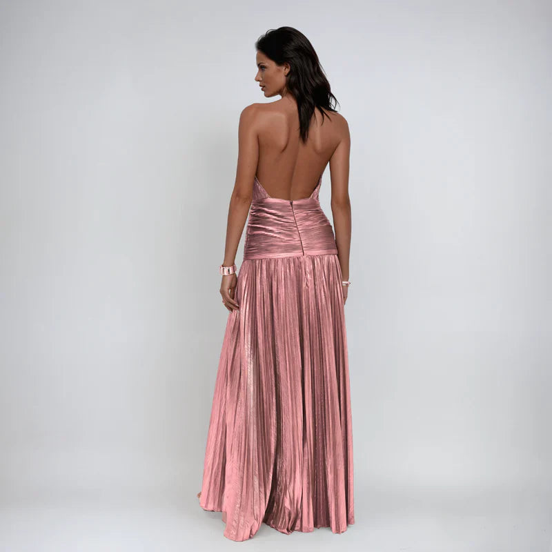 Vestido halter metalizado Emma